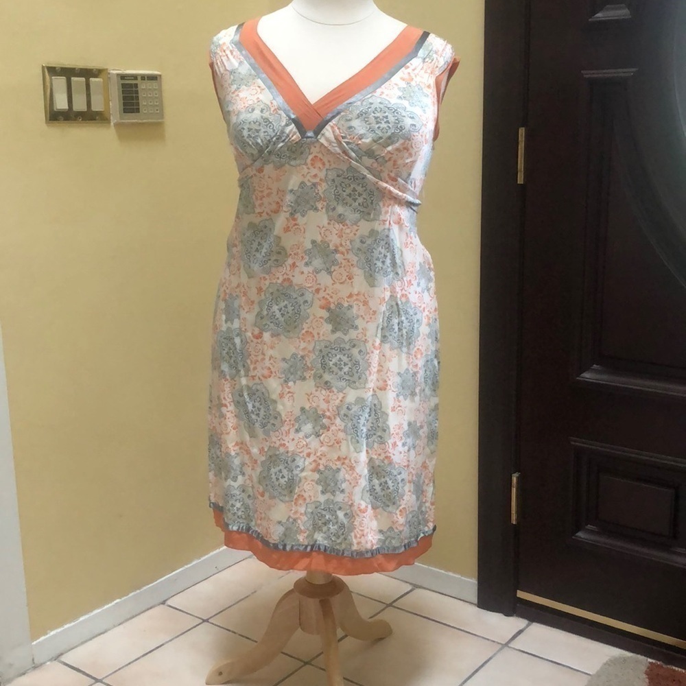 Mimi Maternity 100% Silk Fit & Flare V Neck  Special Occasion Dress Large